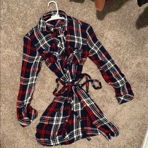 Plaid button up dress